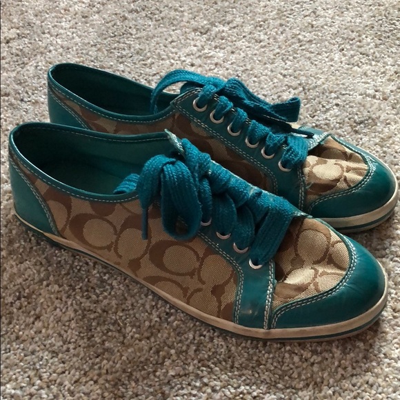 Coach Shoes - Coach tennies. Teal & brown